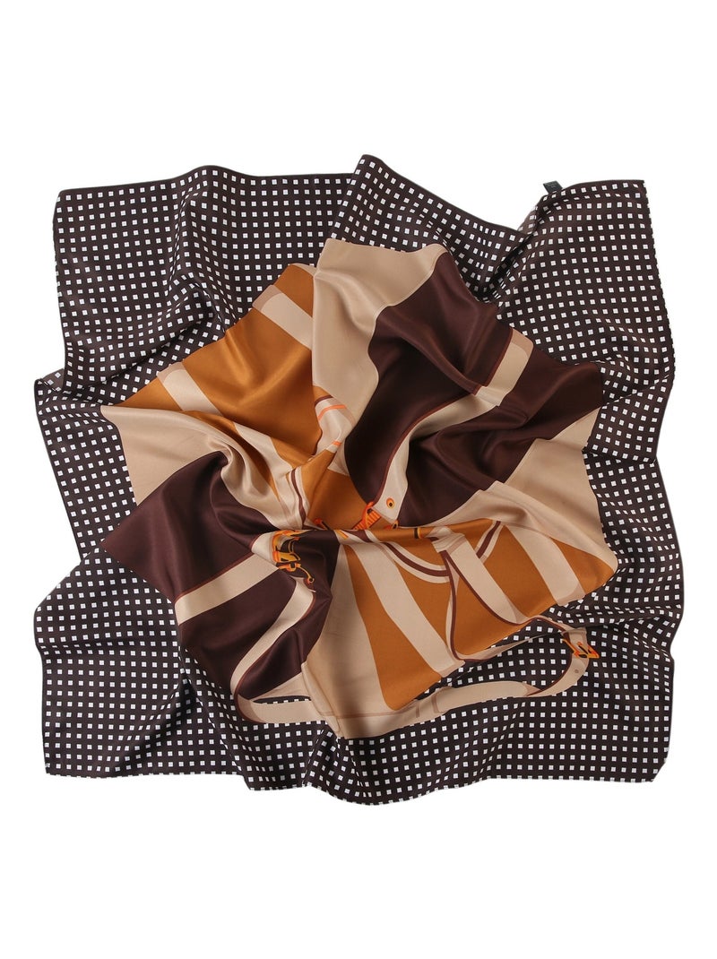 Grand carré de Soie Selling Zoé Marron - Kiabi