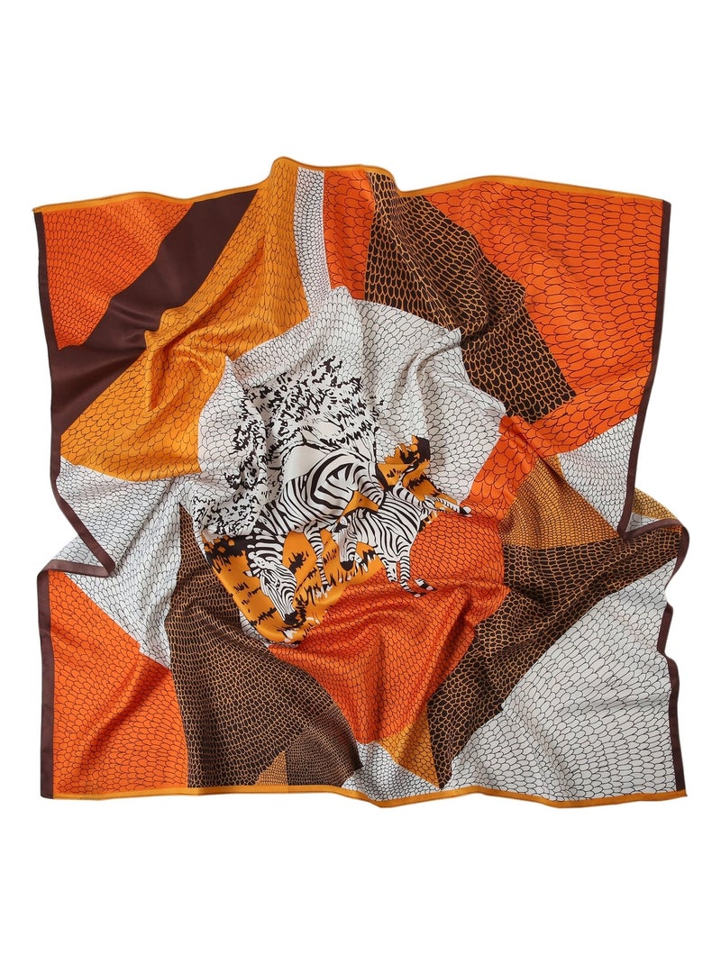 Grand carré de Soie Snake Zoé Orange - Kiabi