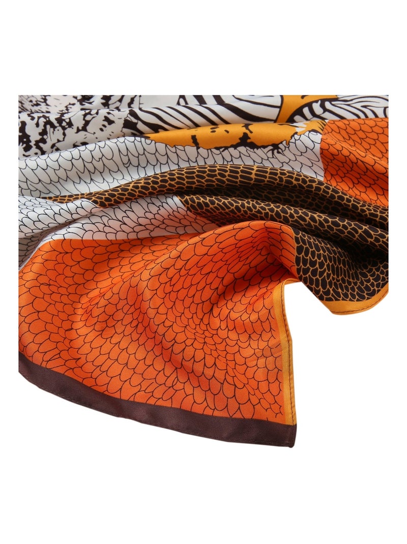 Grand carré de Soie Snake Zoé Orange - Kiabi