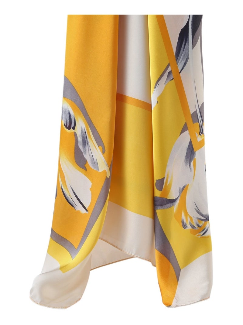 Grand carré de Soie Springflower Zoé Jaune - Kiabi