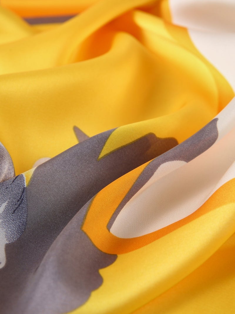 Grand carré de Soie Springflower Zoé Jaune - Kiabi