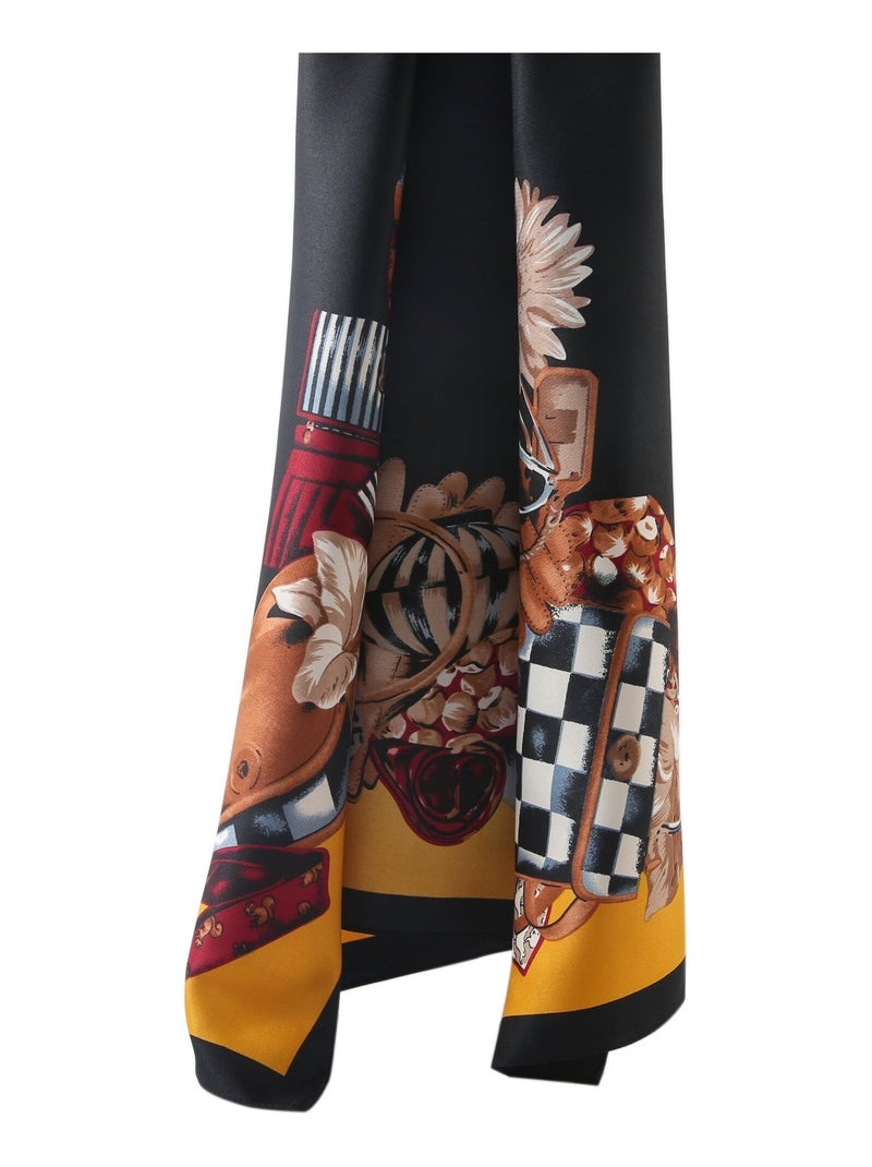 Grand carré de Soie Tutti Zoé Noir - Kiabi