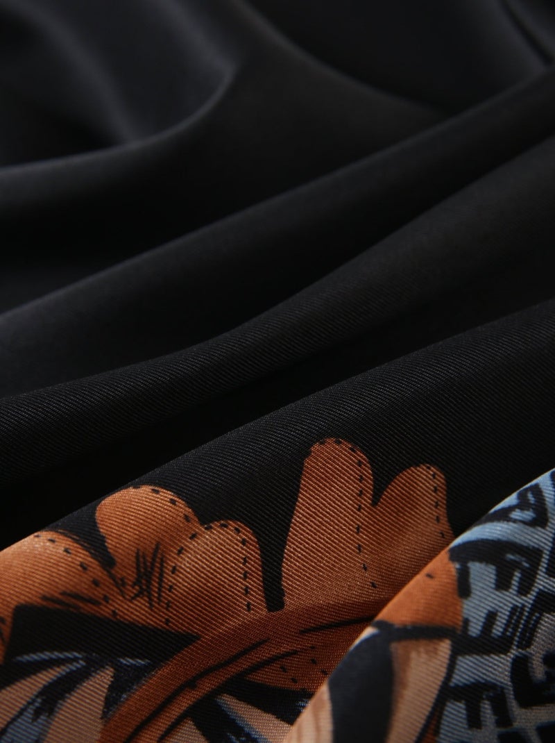 Grand carré de Soie Tutti Zoé Noir - Kiabi