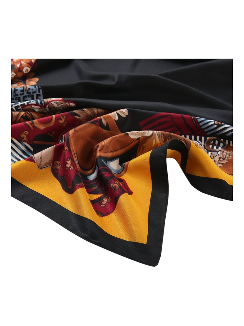 Grand carré de Soie Tutti Zoé Noir - Kiabi