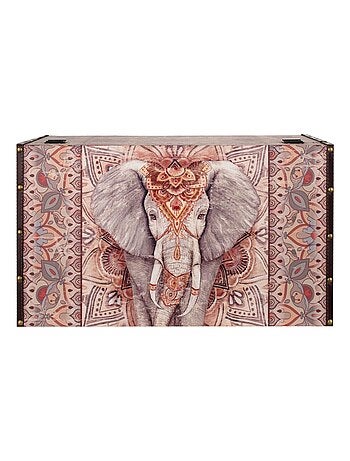 Grand Coffre de rangement Éléphant Ethnique