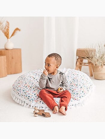 Grand coussin de sol à motif floral