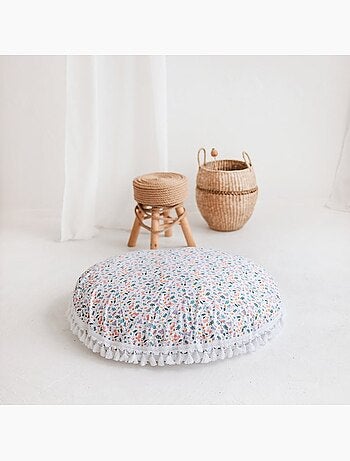 Grand coussin de sol à motif floral