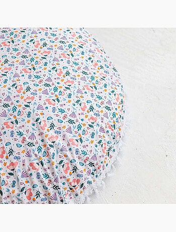 Grand coussin de sol à motif floral