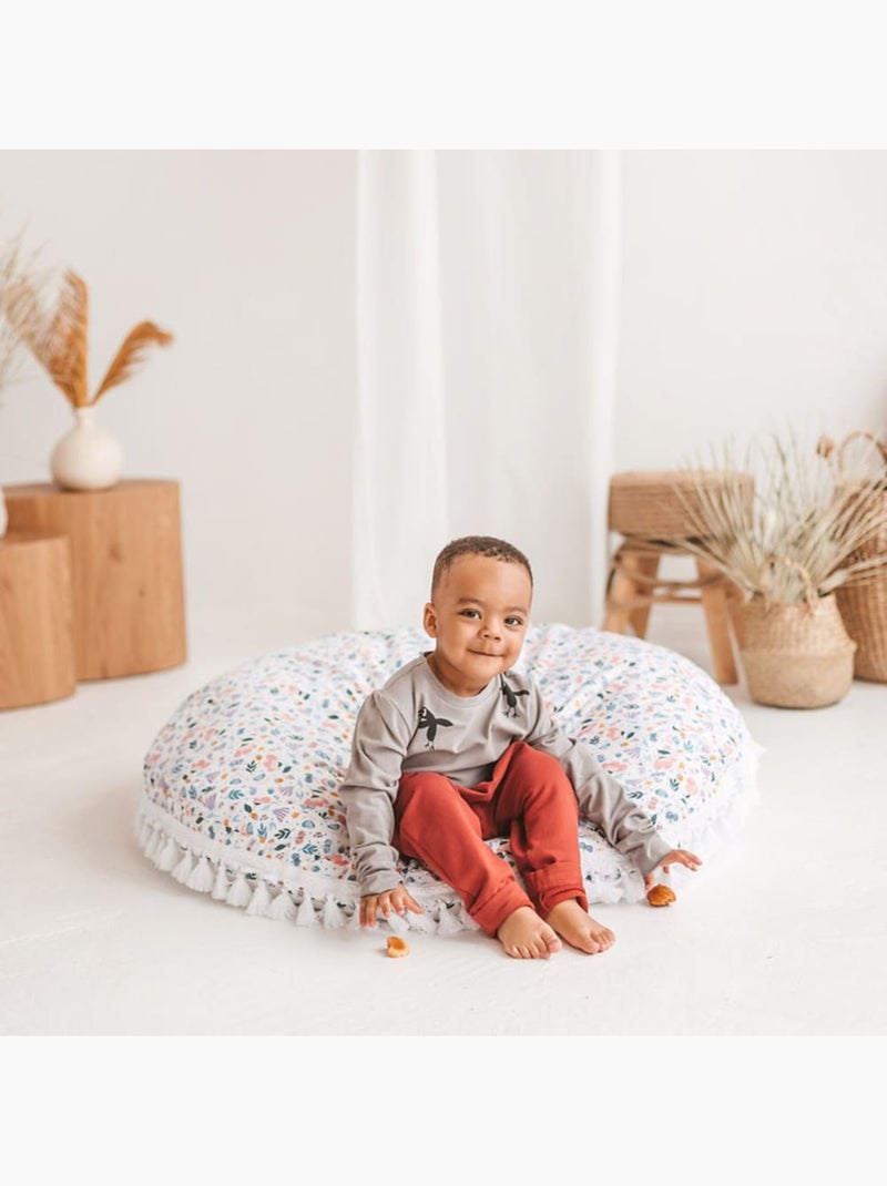 Grand coussin de sol à motif floral Blanc - Kiabi