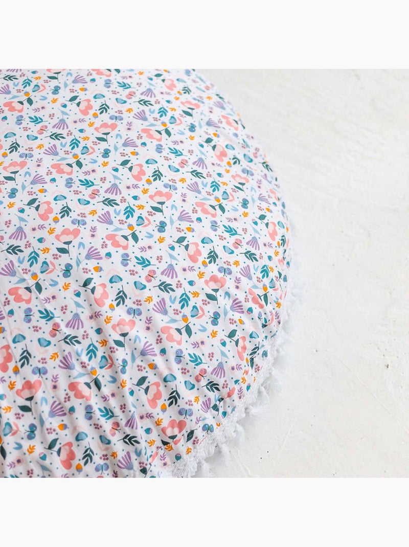 Grand coussin de sol à motif floral Blanc - Kiabi