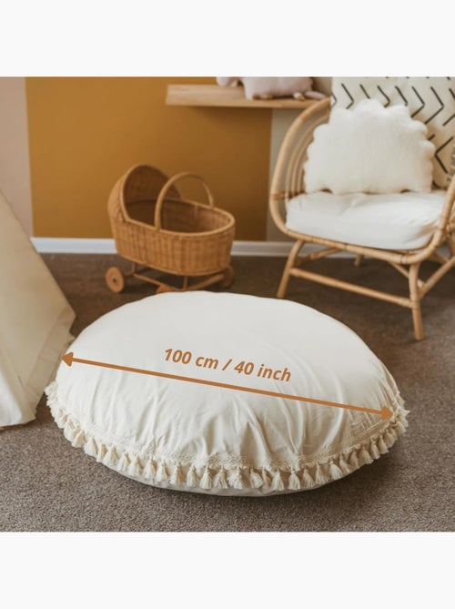 Grand coussin de sol avec pompons - Kiabi