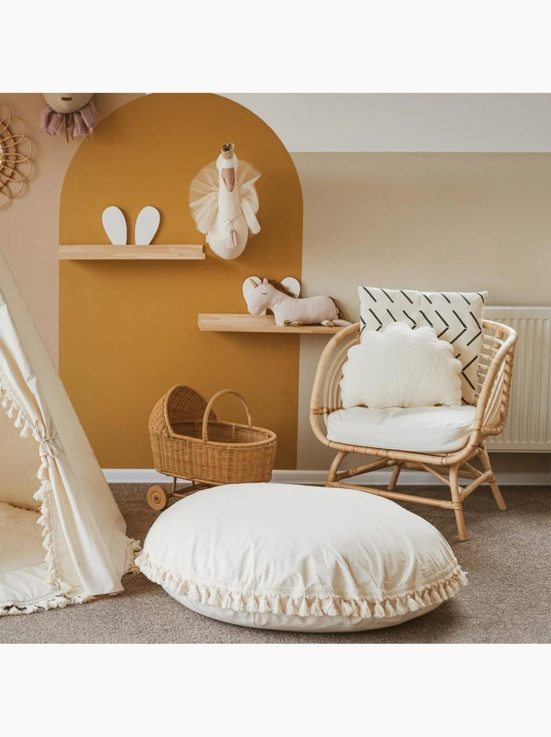 Grand coussin de sol avec pompons Beige - Kiabi