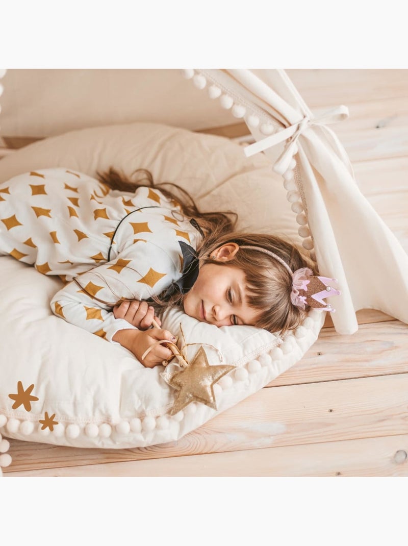 Grand coussin de sol avec pompons Ecru - Kiabi