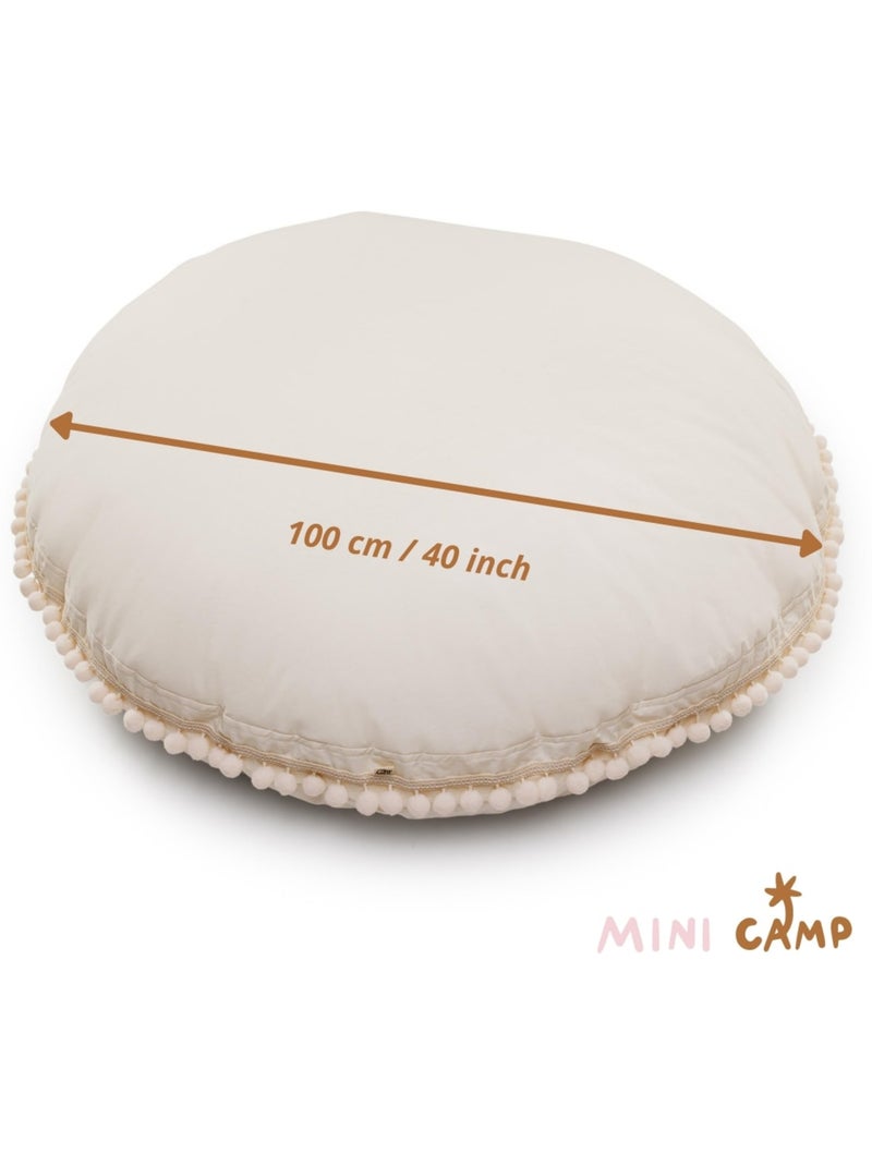 Grand coussin de sol avec pompons Ecru - Kiabi