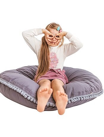 Grand coussin de sol avec pompons