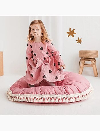 Grand coussin de sol avec pompons