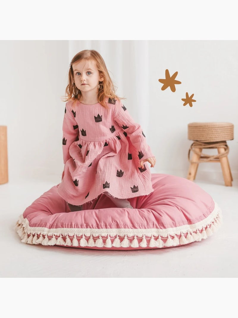 Grand coussin de sol avec pompons Rose - Kiabi