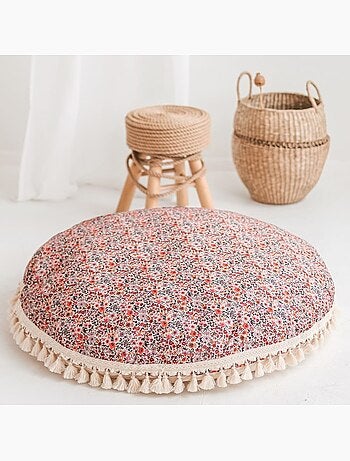 Grand coussin de sol motif fleurs