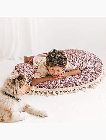 Grand coussin de sol motif fleurs