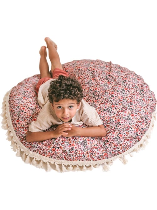 Grand coussin de sol motif fleurs - Kiabi