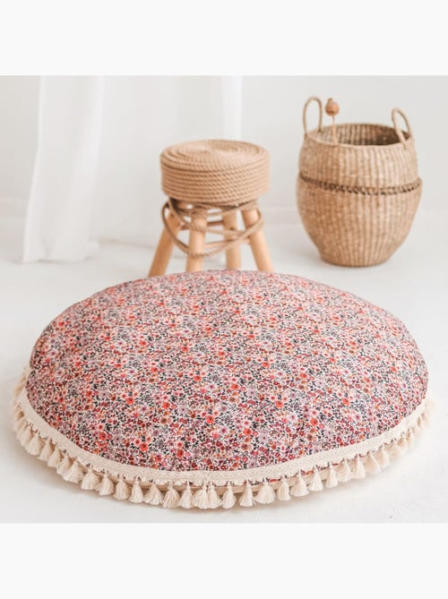 Grand coussin de sol motif fleurs - Kiabi