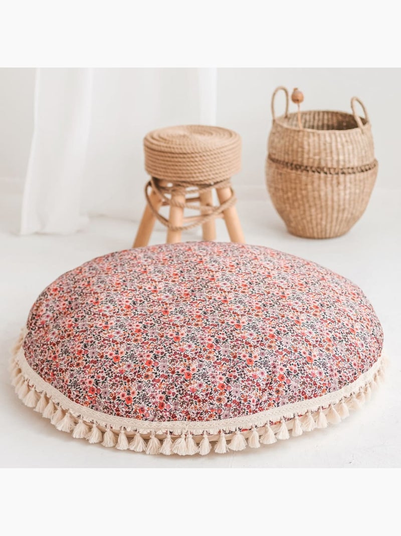 Grand coussin de sol motif fleurs Rose - Kiabi