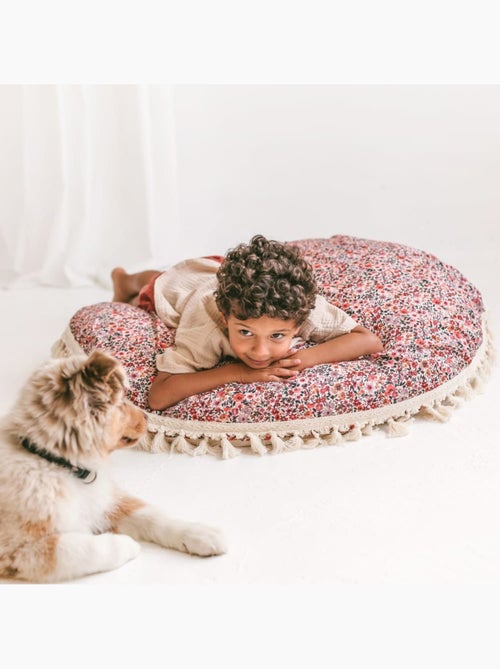 Grand coussin de sol motif fleurs - Kiabi