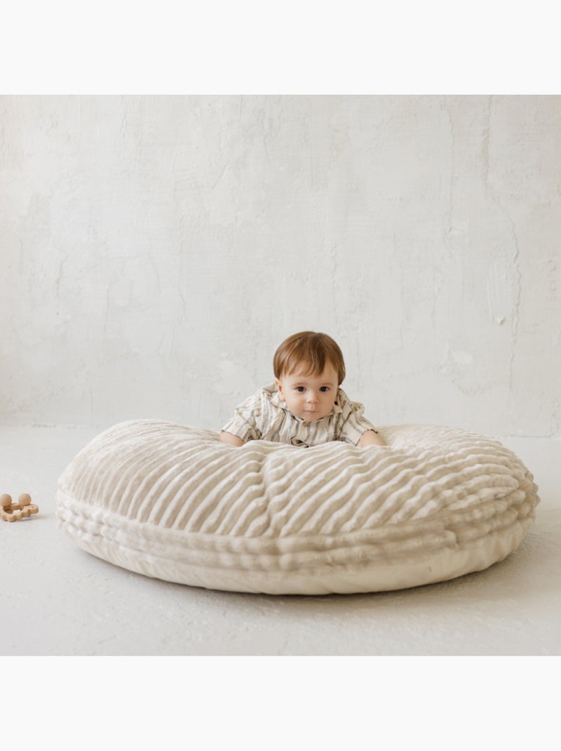 Grand coussin de sol pour enfants en tissu doux style velours côtelé minky Ecru - Kiabi