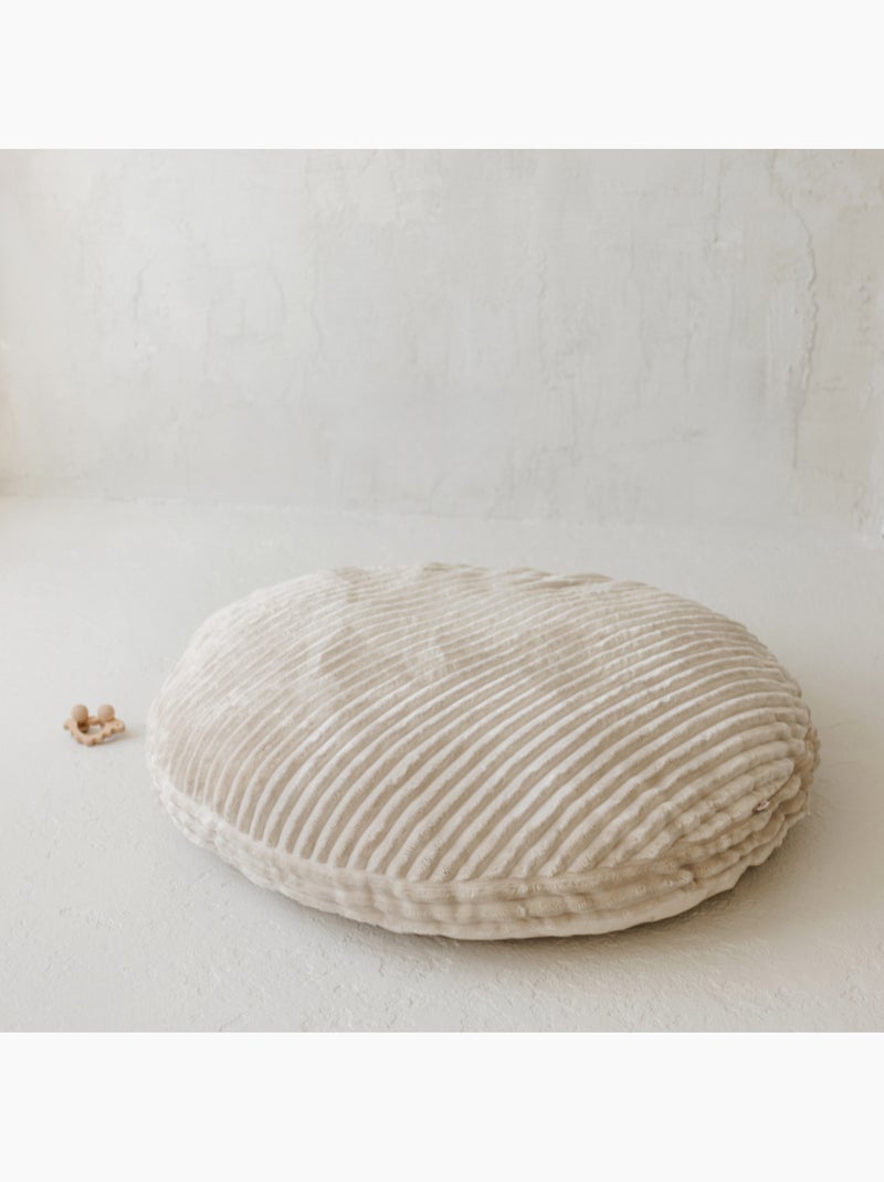 Grand coussin de sol pour enfants en tissu doux style velours côtelé minky Ecru - Kiabi
