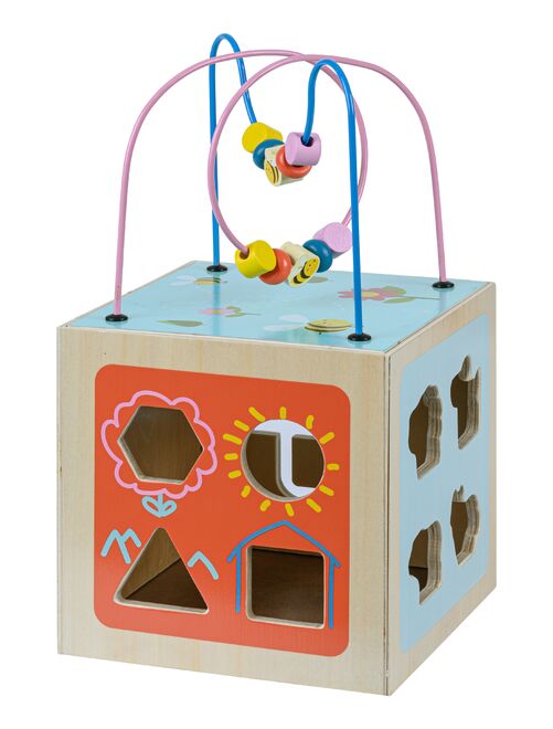 Grand cube d’activité en bois 4 en 1 jeu d’éveil 1 an premier âge éducatif apprentissage - Kiabi