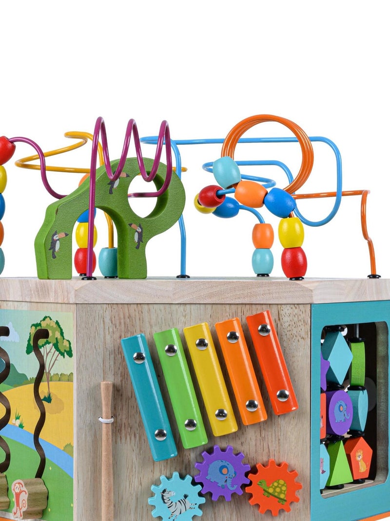 Grand Cube D’Activité En Bois 7 En 1 Jeu D’ Éveil 1 An Premier Âge Éducatif Apprentissage Multicolore - Kiabi