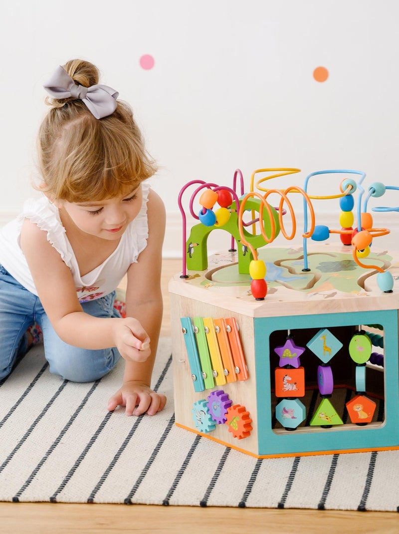 Grand Cube D’Activité En Bois 7 En 1 Jeu D’ Éveil 1 An Premier Âge Éducatif Apprentissage Multicolore - Kiabi