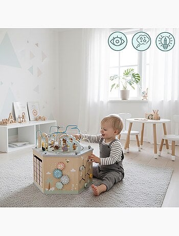 Grand cube d'activités bois montessori train alphabet mamabrum