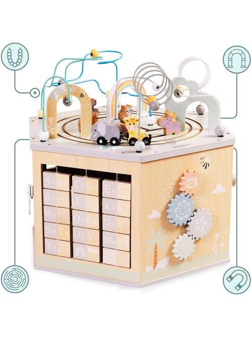 Grand cube d'activités bois montessori train alphabet mamabrum - Kiabi Grand cube d'activités bois montessori train alphabet mamabrum - Kiabi