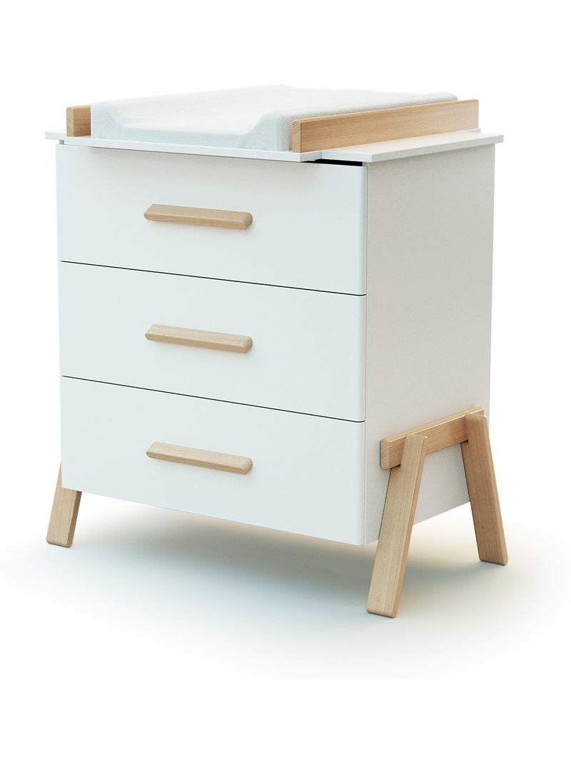 Grand duo 3 tiroirs en bois canaille Blanc Marron - Kiabi