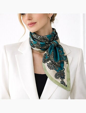 Grand foulard polysatin cachemire