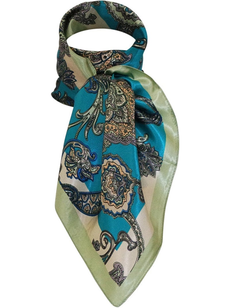 Grand foulard polysatin cachemire Vert - Kiabi