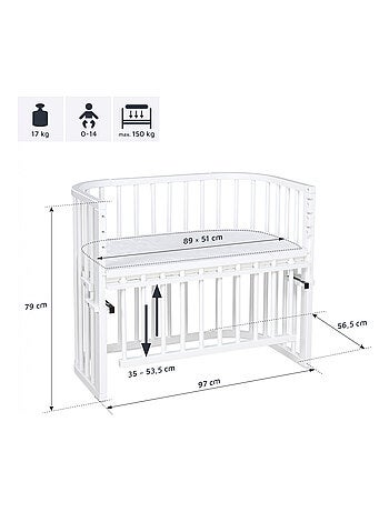 Grand Lit berceau Cododo Blanc avec matelas - Maxi Comfort +