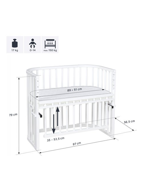 Grand Lit berceau Cododo Blanc avec matelas - Maxi Comfort + - Kiabi