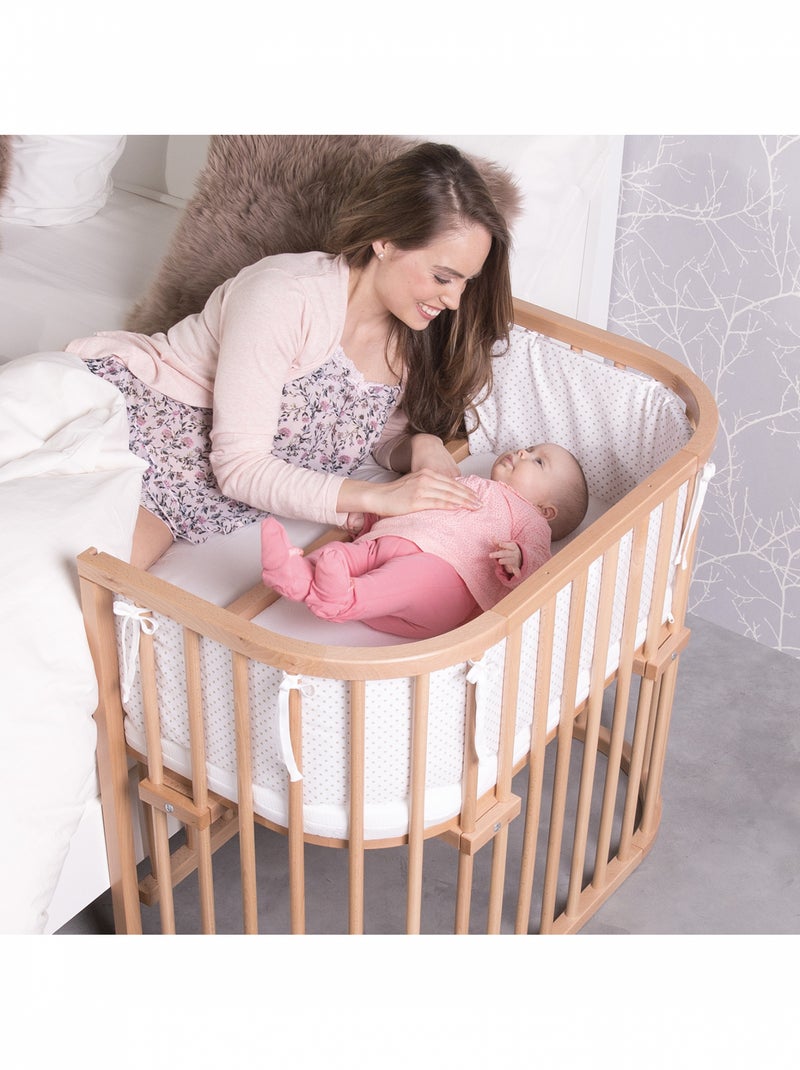 Grand Lit berceau Cododo en Bois Naturel avec matelas - Maxi Comfort + Beige clair - Kiabi