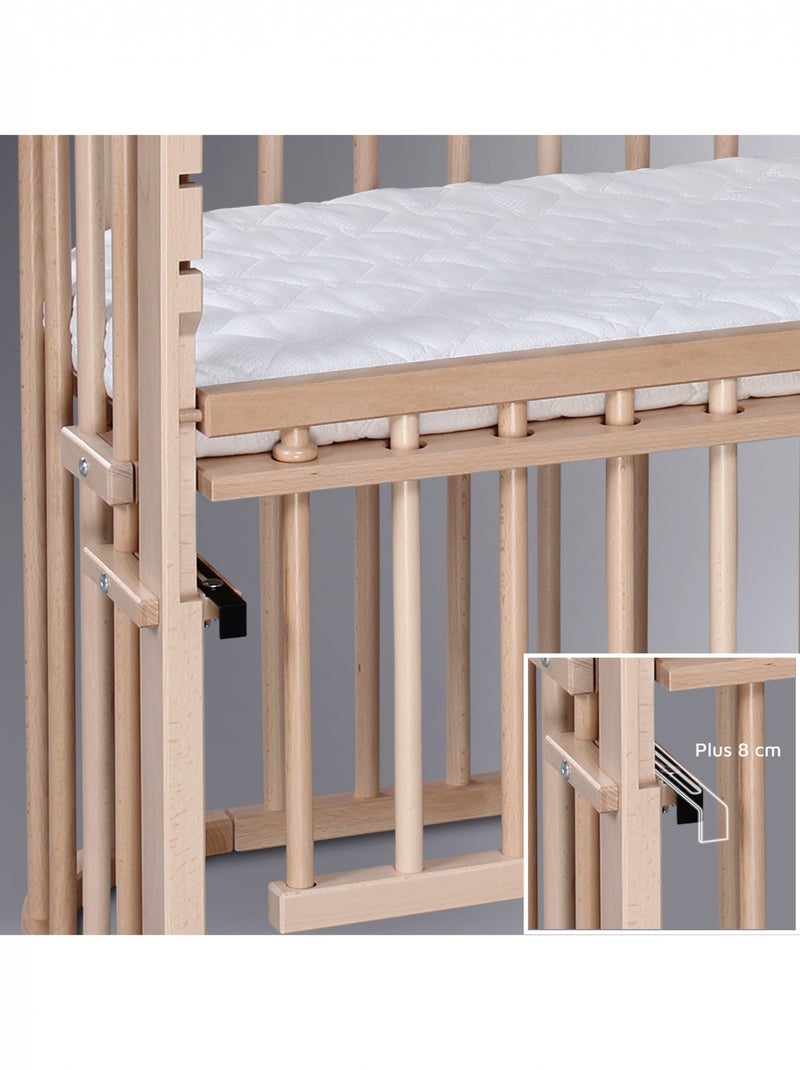 Grand Lit berceau Cododo en Bois Naturel avec matelas - Maxi Comfort + Beige clair - Kiabi