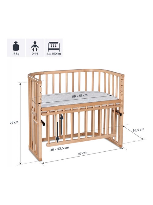 Grand Lit berceau Cododo en Bois Naturel avec matelas - Maxi Comfort + - Kiabi