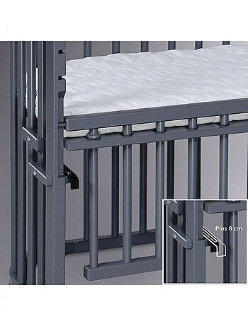 Grand Lit berceau Cododo Gris avec matelas - Maxi Comfort +