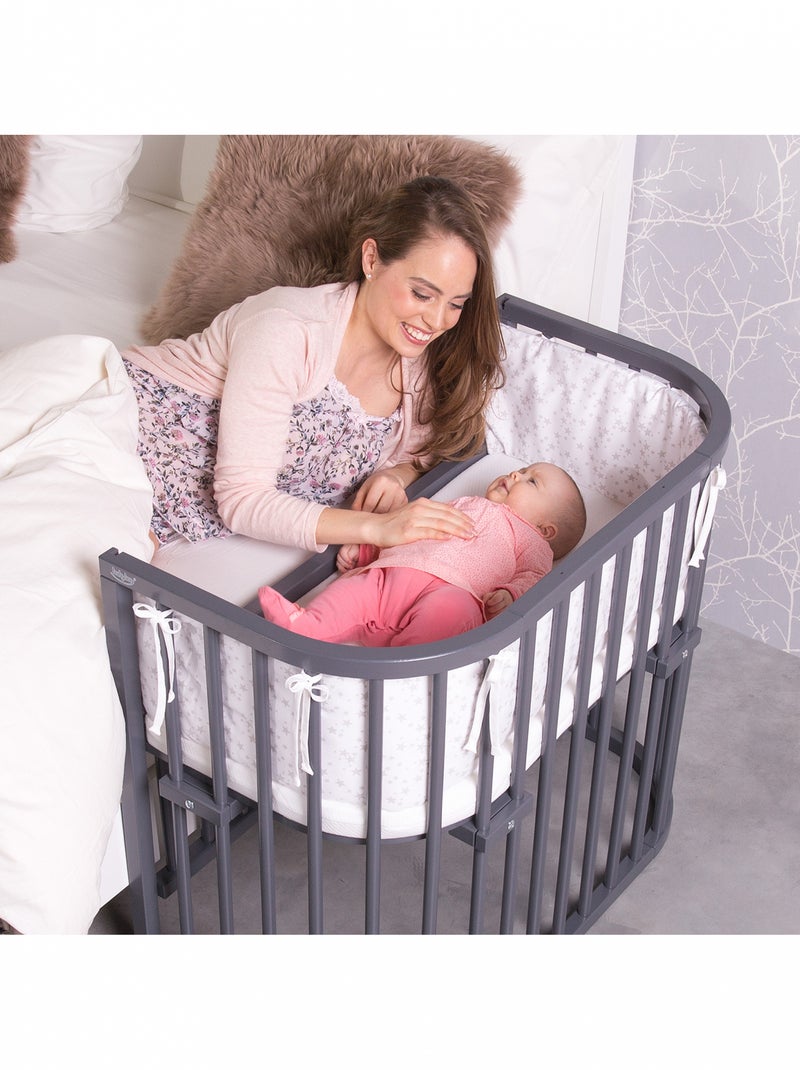 Grand Lit berceau Cododo Gris avec matelas - Maxi Comfort + Blanc Gris anthracite Bleu - Kiabi