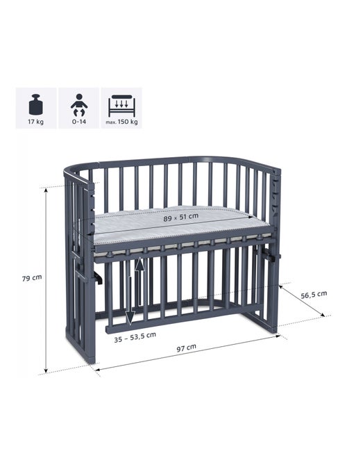 Grand Lit berceau Cododo Gris avec matelas - Maxi Comfort + - Kiabi