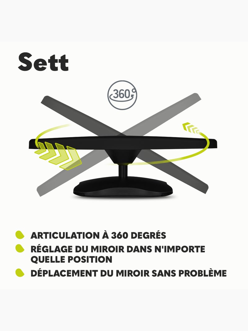 Grand miroir de voiture pour bébé LIONELO Sett - 360° - 24,8 x 17,5 cm Noir - Kiabi