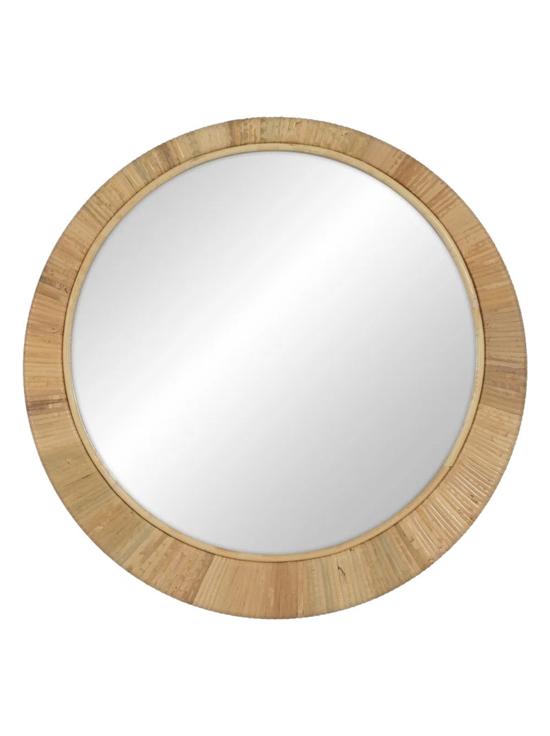 Grand Miroir mural rond en rotin naturel Beige - Kiabi