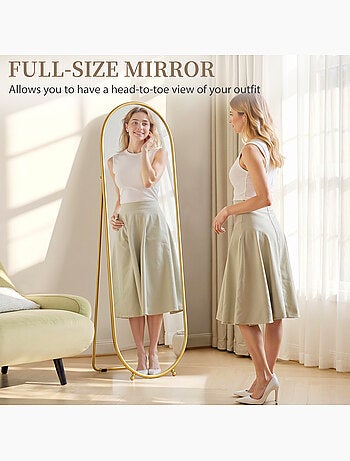 Grand miroir oval sur pied ou mural