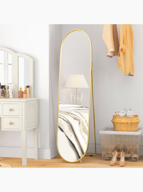 Grand miroir oval sur pied ou mural - Kiabi