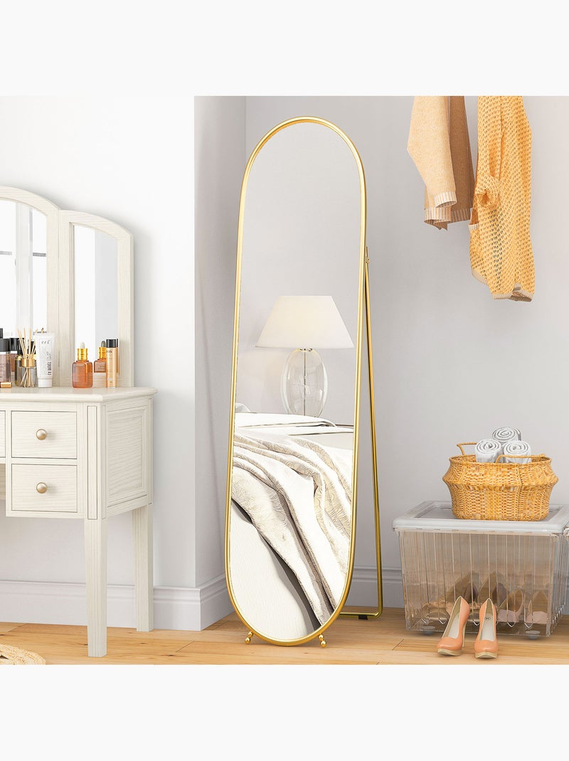 Grand miroir oval sur pied ou mural Doré/or - Kiabi